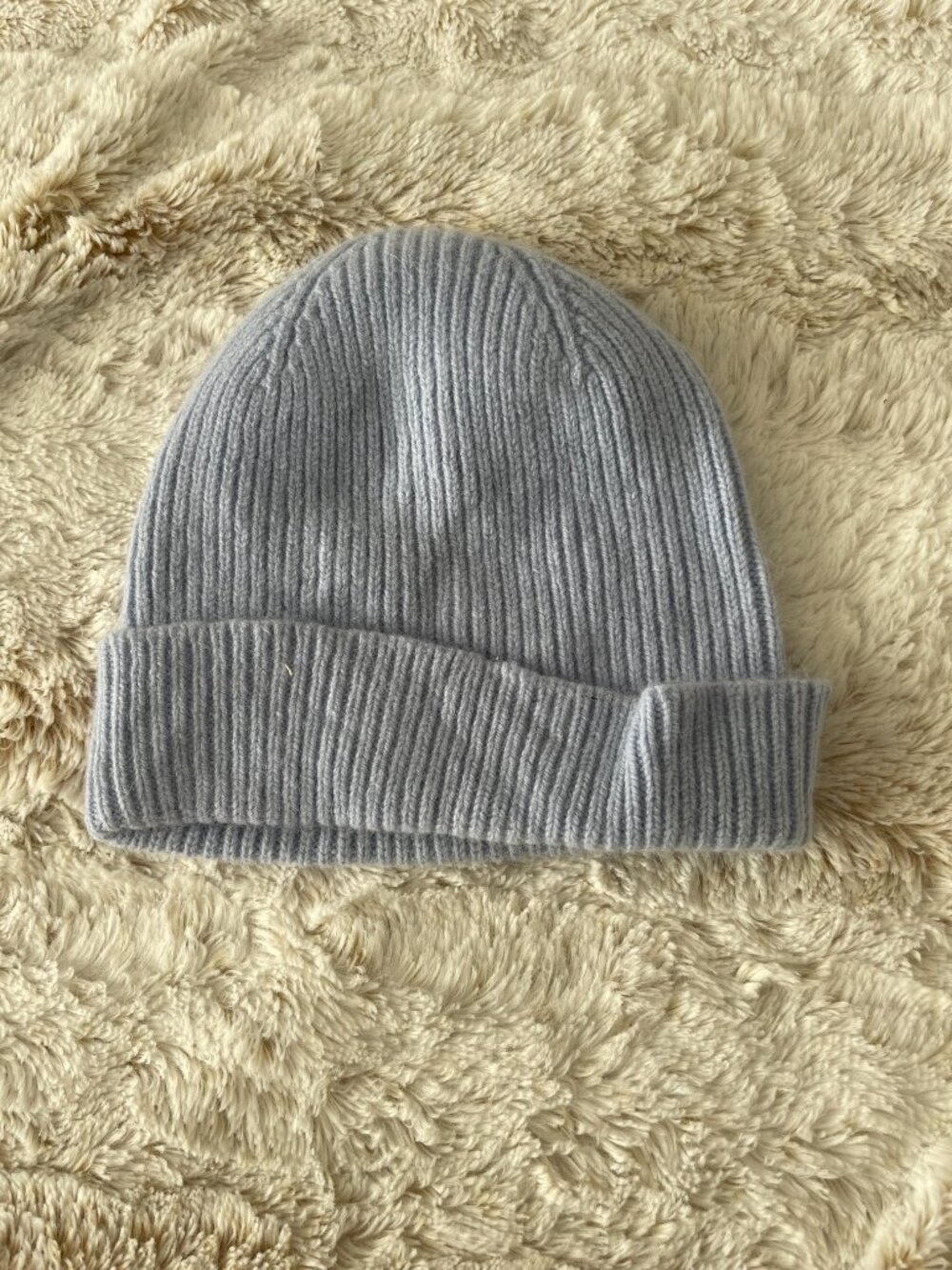 Sporty & Rich Serif Logo Beanie - Baby Blue Wool Angora Knit Hat - OS - Picture 2 of 2